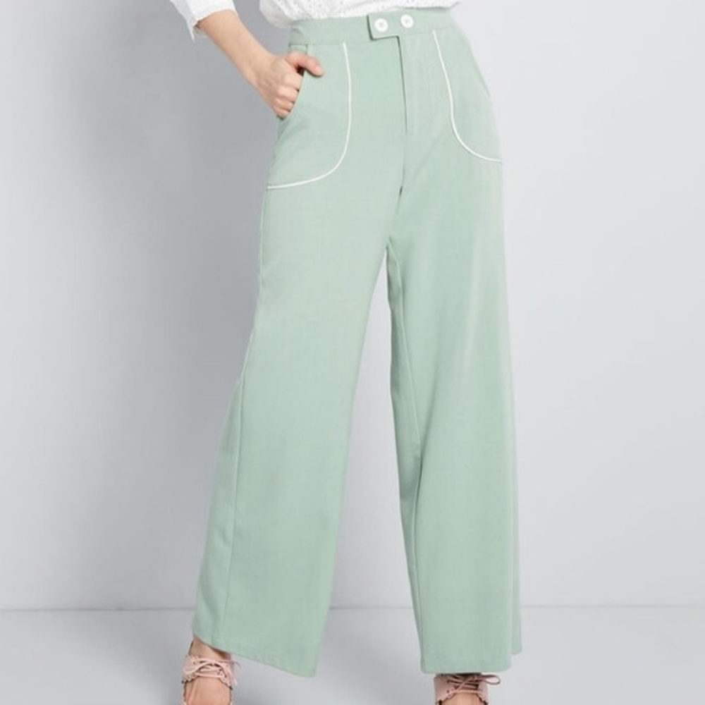 Plus Size Modcloth Outlined Delight Wide Leg Pants